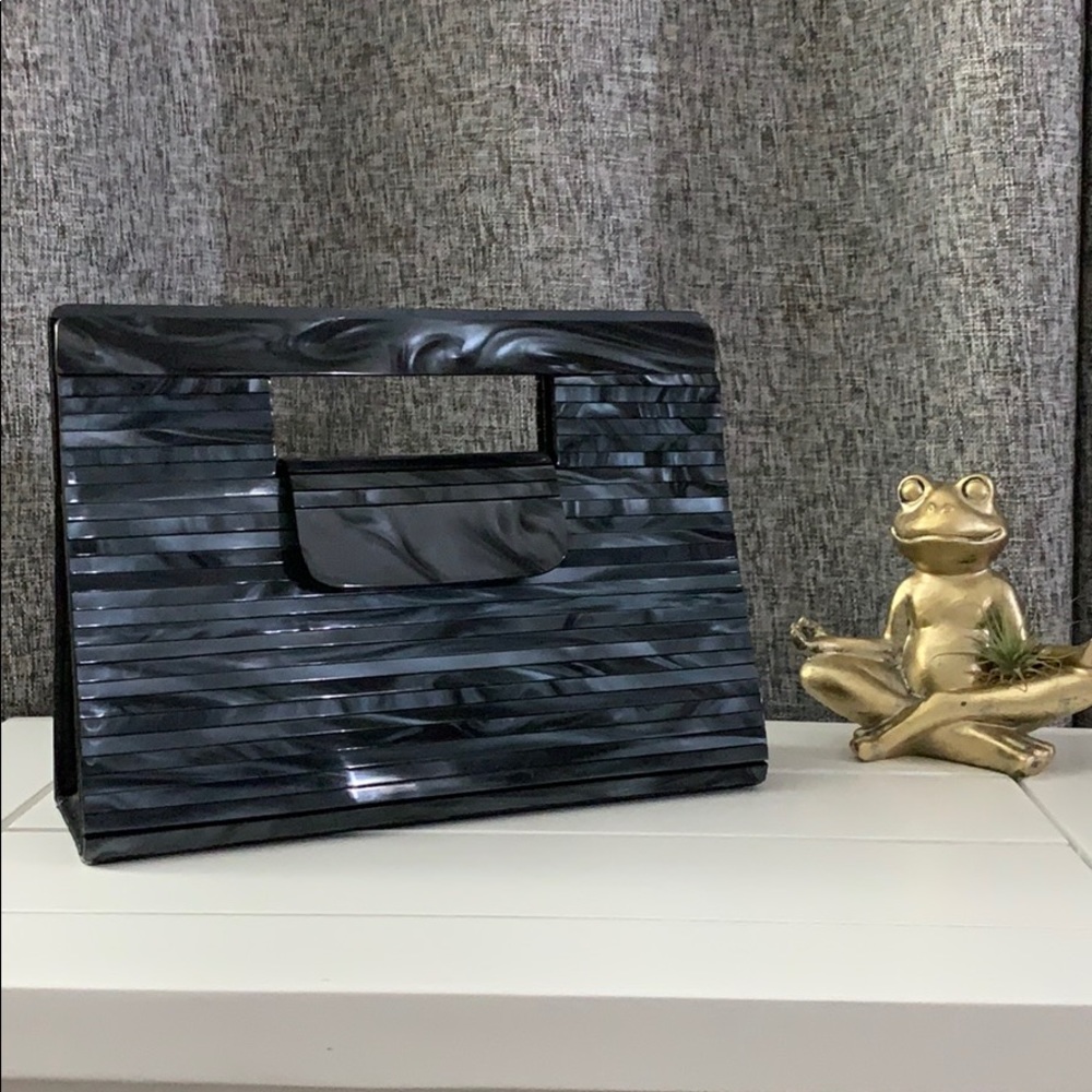 Vintage Saddle River Glossy Gray Metalic Clutch